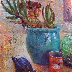 Cactus Flowers and Armadillo